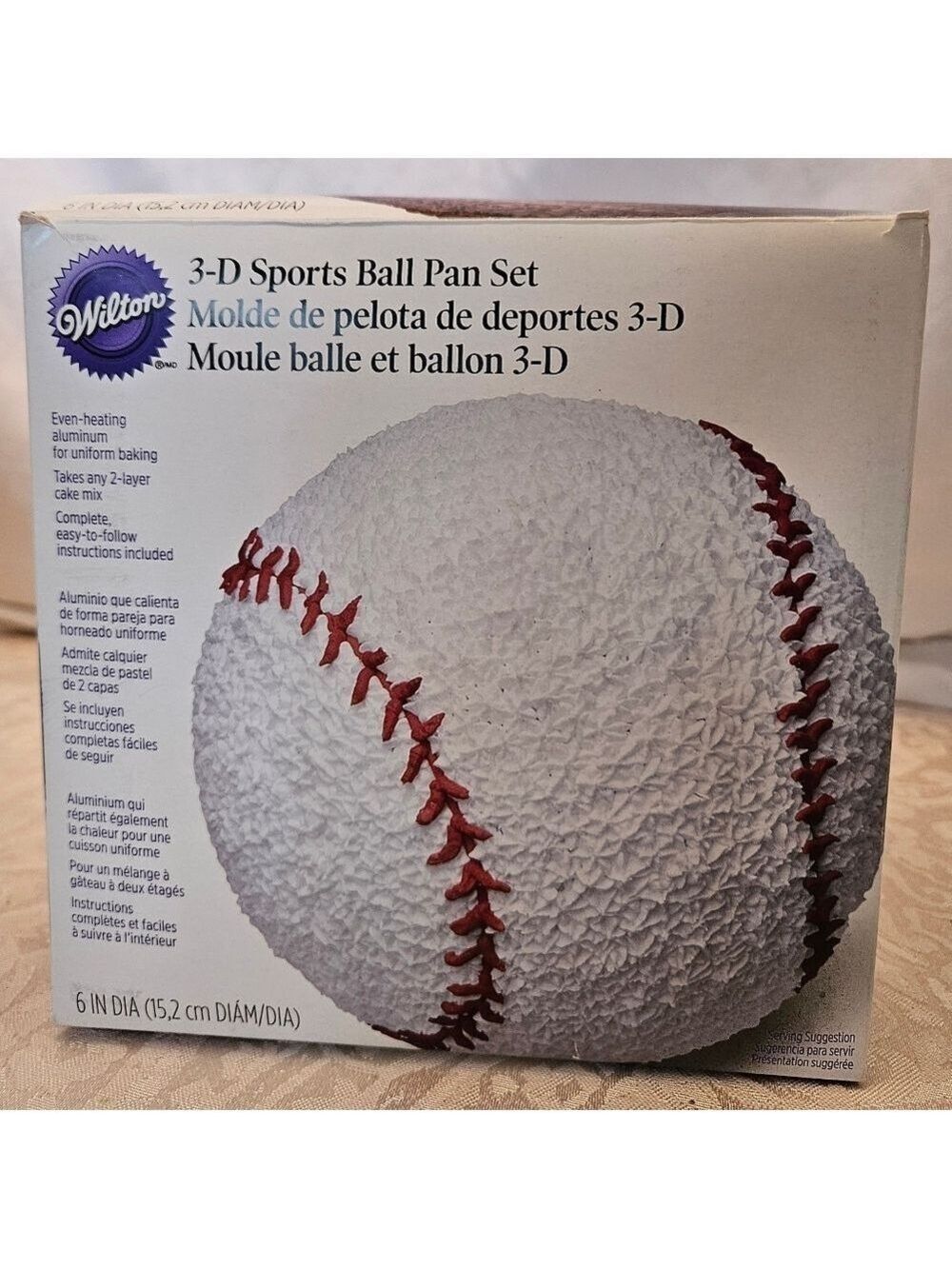 Wilton 3-D Sports Ball Cake Pan Set in Original Box, Early 2000s, Pan Used Once